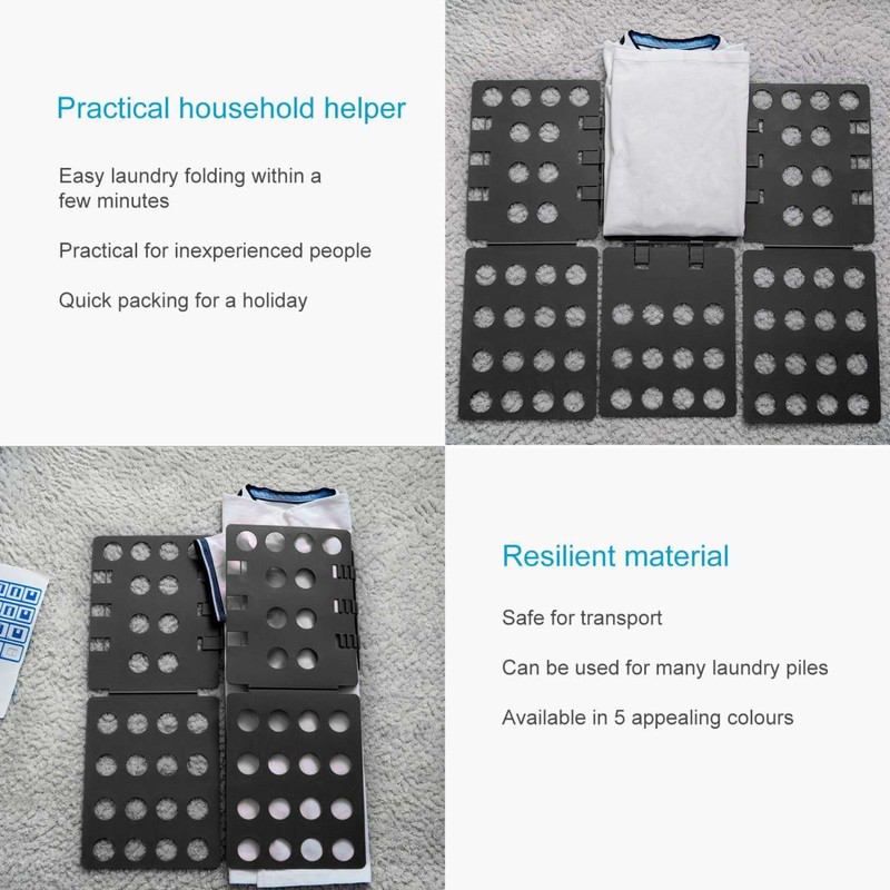 INTIRILIFE Practical Laundry Folding Board Clothes Folding Aid in Black