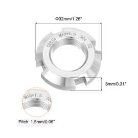 uxcell M18 x 1.5mm - 1Pcs Retaining Four-Slot Slotted Round Nuts - 304 Stainless Steel Round Lock Nut for Various Rolling Bearings, Industrial Field, Silver