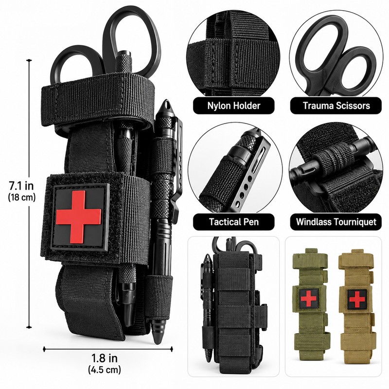 Tactical Tourniquet Emergency Set with Pen & Scissors – Portable