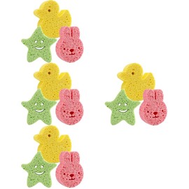 Beavorty 4sets Cartoon Kids Bath Sponges Small Exfoliating Sponge Shower Toys 3pcs*4