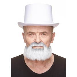 Mustaches Self Adhesive, Novelty, Short Boxed Fake Beard, False Facial Hair, Costume Accessory for Adults, Gray with White Color