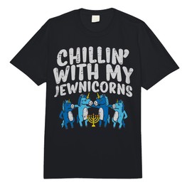 Chillin with My Jewnicorns Cute Hanukkah Chanukah PJs Girls Comfort Colors Adult Heavyweight T-Shirt