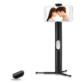 CliqueFie CLIBTPWHT Selfie Stick (Diameter 1.3 inches (34 mm) Diameter, Reinforced Stainless Steel Material, Bluetooth Compatible, Retractable Wireless, Remote Control & One Push Pull Out Tripod