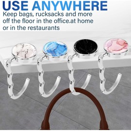 Zikenis Soporte de bolsillo para mesa, 4 ganchos para bolsos de mesa, ganchos plegables antideslizantes, para bolsos en el escritorio, restaurante, juego de ganchos para bolsos