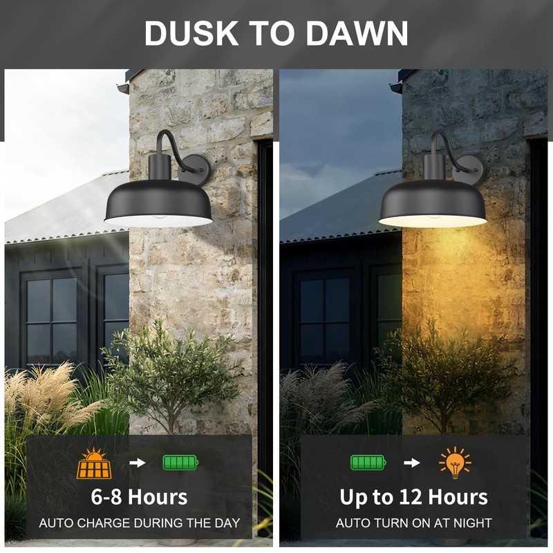 Darkaway Solar Barn Light for Outdoor, Dusk to Dawn Outside