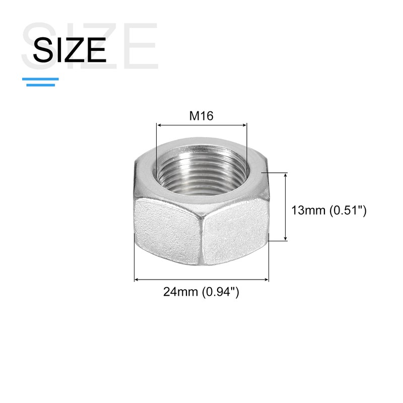 METALLIXITY Hex Nuts Assortment Kit (M16-2 Hex Nuts with M16