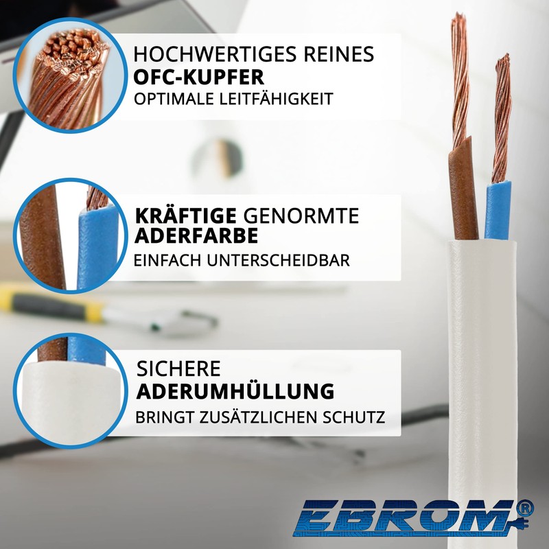 EBROM Plastic hose line, round, LED cable, power cable, device