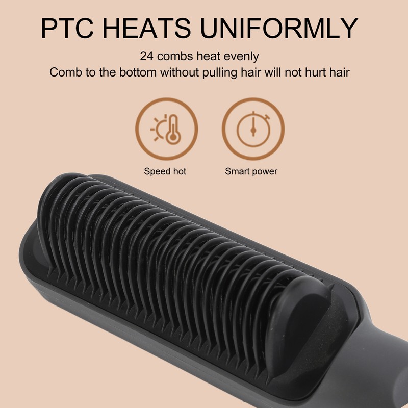 Hair Straightener Brush 3D Teeth Multi Temp Modes PTC Uniform