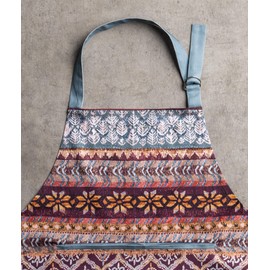 Maison d' Hermine 100% Cotton 1 Piece Kitchen Apron with Adjustable Neck and Hidden Middle Pocket, Long Ties for Women/Men | Cooking | Spring/Summer, Fair Isle, 70 cm x 85 cm