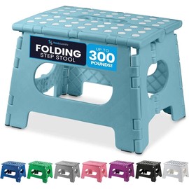 Handy Laundry Folding Lightweight Step Stool is Sturdy Enough to 9-Inch, Teal