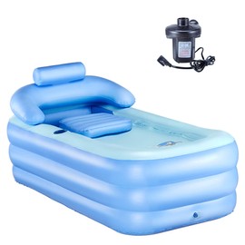 CO-Z Inflatable Adult Bath Tub, Free-Standing Blow Up Bathtub with Foldable Portable Feature for Adult Spa with Electric Air Pump (High-Density PVC)