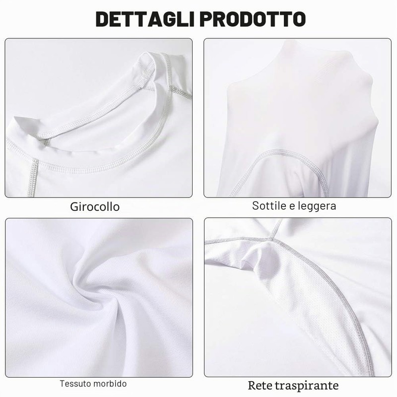 MEETYOO Maglietta Compressione Uomo, Maglie Maniche Lunghe/Corta T Shirt Sportiva