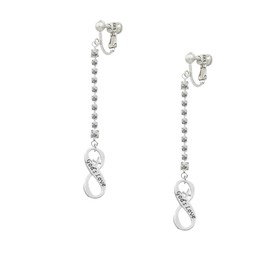 Delight Jewelry God's Love Infinity Sign Silver-tone Long Sparkle Dangle Clip on Earrings
