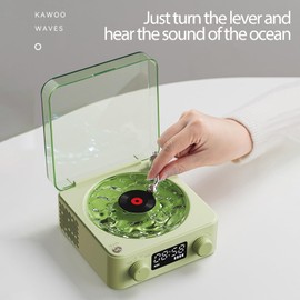 Record Player Style Speaker with Small Speaker with Time Display and Night Light, Multifunction Speaker for Bedrooms, Living Rooms, Offices and Girls (#2)