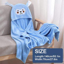 Gukasxi Hooded Baby Towel, Thick and Ultra Soft Hooded Baby Bath Towel Extra Large 140x70 cm Baby Towel, Absorbent Hooded Beach Or Bath Towel, Childrens Swimming/Bath Towel, Blue, 70 x 140 cm