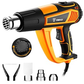 Heat Gun Hot Air Gun: DEKOPRO 1800W Heat Guns with Variable Temperature Control 120℉-1200℉/50℃- 650℃, Heat Guns for Crafting, Vinyl Wrap, Shrink Wrap with Overload Protection & 4 Nozzles