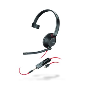 Plantronics - Blackwire C5210 - Wired, Single Ear (Monaural) Headset with Boom Mic - Computer Headset - USB-C, 3.5 mm to connect to your PC, Mac, Tablet, or Cell Phone