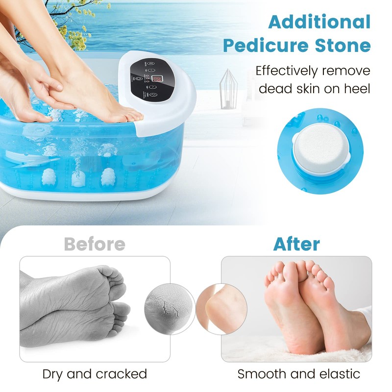 COSTWAY Foot Spa Bath Massager, with Heat, Bubbles & Vibration