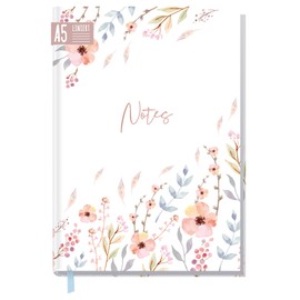 Trendstuff by Häfft A5 Lined Notebook Sweet Flowers, 124 Pages, 62 Sheets, Ideal as a Diary, Bullet Journal, Idea Book, Writing Book, Sustainable and Climate Friendly