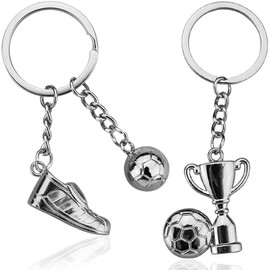 KOQAIIZ 2 Pieces Football Key Fob for Boys Key Fob Football Boot Football Pendant Trophy Car Keychain Decoration Football Field