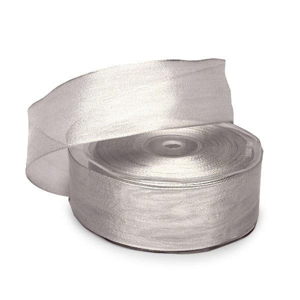 Silver Wired Metallic Ribbon 1 1/2" X 25 Yards
