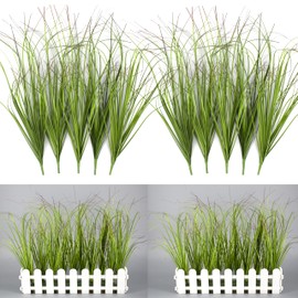 FeiLix 10PCS Artificial Plants Outdoor,Artificial Shrubs Fake Tall Grass,Artificial Faux Greenery Stems,Fake Leaves Artificial Grass Plant Onion Grass UV Resistant for Indoor Decor (10, Green)