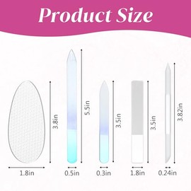 6 Pcs Glass Nail File Shiner Buffer Set Glass Nail Files for Natural Nails Fingernails Toenails Nanoglass Foot Scrubber Callus Remover Cuticle Trimmer
