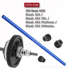 Complete Slipper Clutch & Center Driveshaft Upgrades Part for 1/10 Traxxas Slash 4X4 VXL,ARRCat Steel 6878 Differential Gear and 32P 15T/17T/19T Pinions Gear & Alloy 6855 Centor Driveshaft,Navy Blue