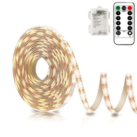 echosari Tira de Luces LED a Pilas Con Mando a Distancia, Autoadhesiva, Recortable, 3 Metros (9,8 pies) para Cocinas, Armarios, Dormitorios y Decoración (Blanco Cálido)