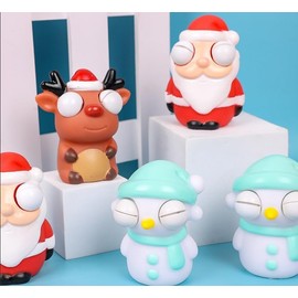JUNIOO 3 Pack Christmas Squeeze Toys, Christmas Popping Out Eyes Toy Funny Pinch Toy Novelty Fidget Toy Xmas Stocking Fillers Birthday Gifts for Kids and Adults