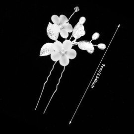 5 Pcs Hair Pins for Women Silver Flower Bridal Hair Pins with Pearls and Rhinestones Elegant Wedding Hair Accessories for Brides, Women and Girls