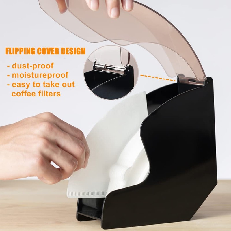 MIDOGAT Coffee Filter Holder, Dustproof Coffee Filter Box, Acrylic Coffee