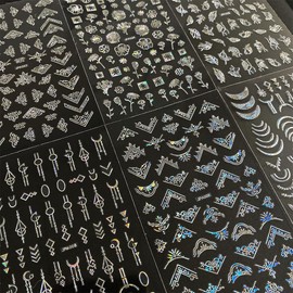 10 Sheets Flower Nail Art Stickers Decals 3D Self-Adhesive Laser Silver Nail Stickers Pegatinas Uñas Retro Vine Leaf Floral Nail Supplies for Women Nail Art Design Decoration Accessories