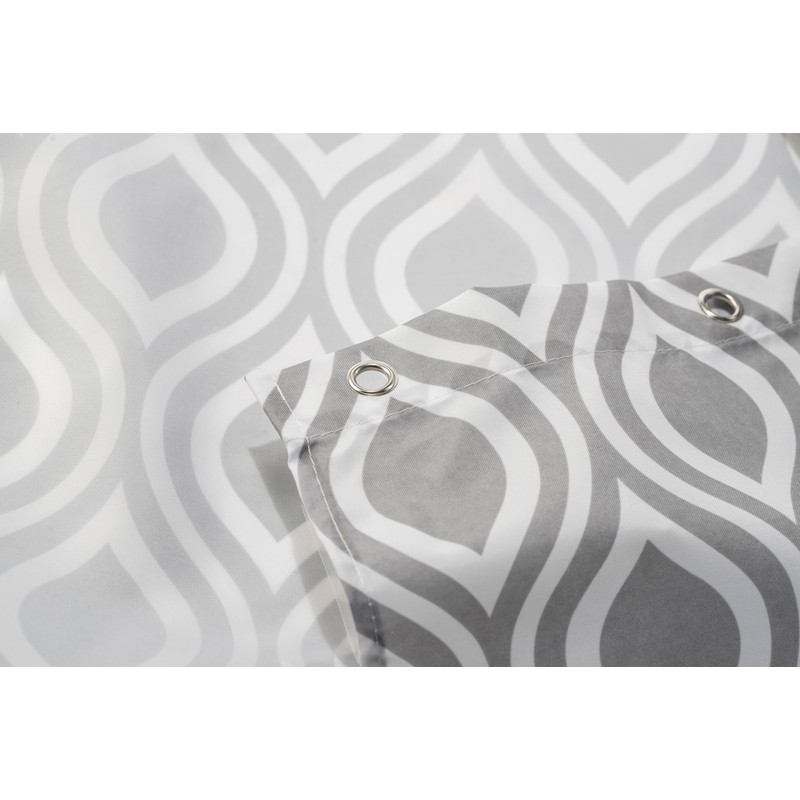 Croydex Grey Medallion Textile Shower Curtain with Hygiene 'N' Clean