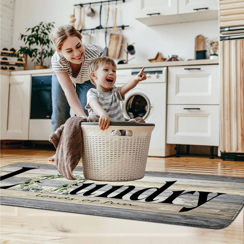 BAOMANYI BAOMANYI Laundry Room Rug Runner, Machine Washable Modern Solid