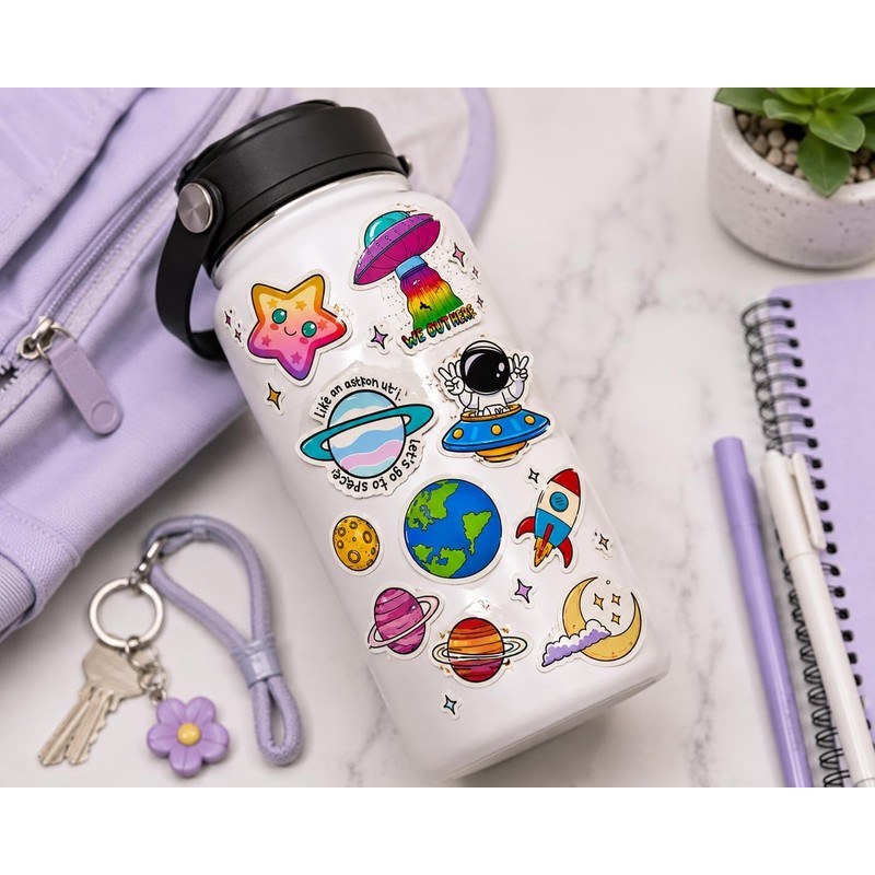 50 Piezas Pegatinas de Planeta y Astronauta, Calcomanías de Dibujos