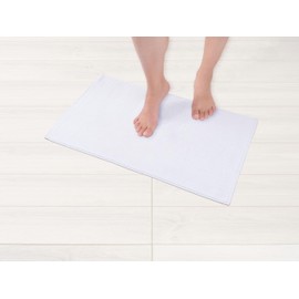 Hammetex 100% Cotton Non-Slip Bath Mat, 43 x 61 cm Bath Mat for Bathroom Toilet, Absorbent, Quick-Drying, Washable Bathroom Floor Mats, White