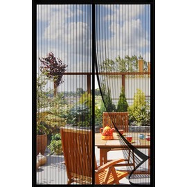 Magnetic Screen Door，Screen Door Mesh，Keep Bugs Out, Heavy-Duty Mesh Curtain,Pet and Kid Friendly, Works with Front Doors, Sliding Doors（32x80 Inch) ‎Black