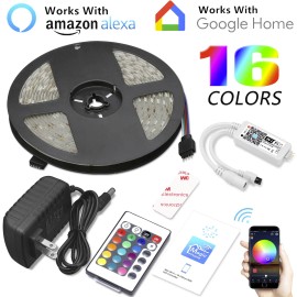 Valuebuy Battery 16.4ft 150LED Alexa Smart Home WIFI Wireless RGB Waterproof Strip Neon Light Kit
