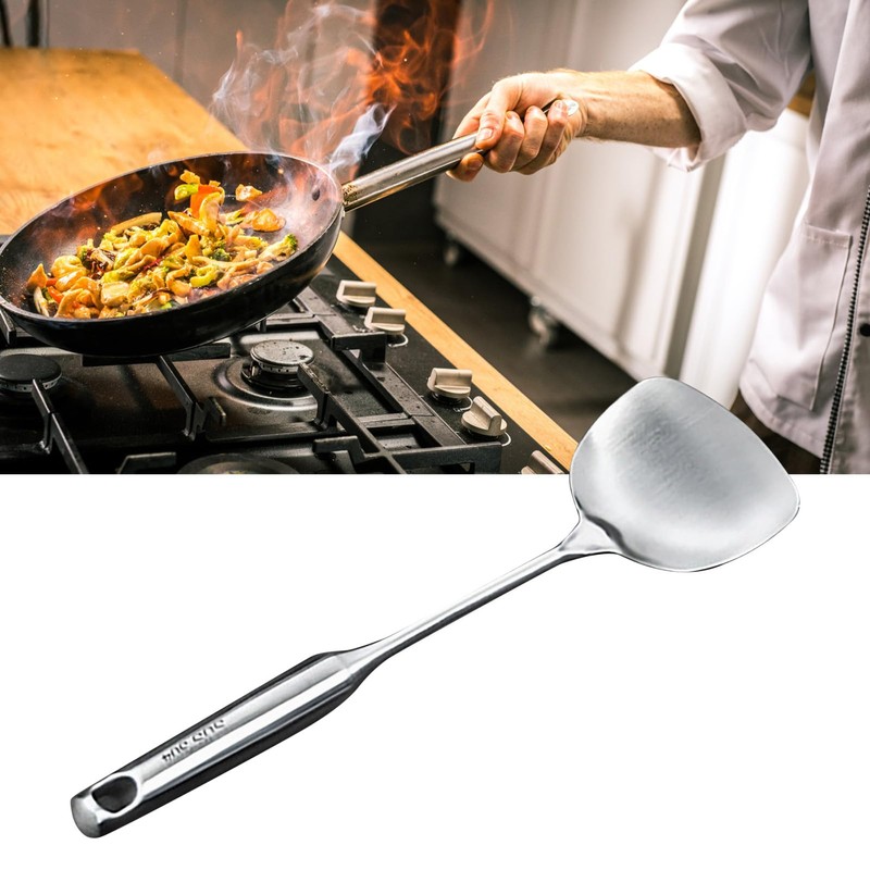 MOZUO Stainless Steel Cooking Spatula, Extra Long Scald Resistant Handle