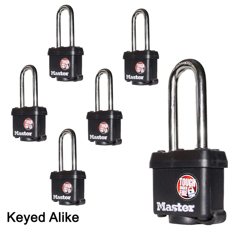 Master Lock (6) Keyed Alike Padlocks w/Thermoplastic Coating and 2"(51mm)