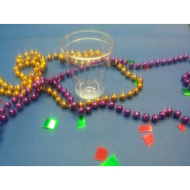 Unbranded (12 BEADS) MARDI GRAS BEADS 33" METALLIC FESTIVE PARTY, ASSORT COLOR GOLD/RED