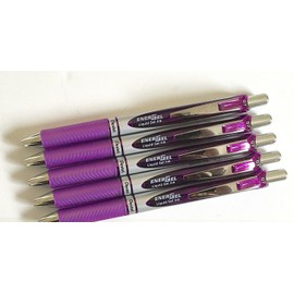 Pentel 5 x BL77 Energel Retractable Ballpoint Pen Black Ink 0.7mm Metal Tip Rubber Handle 5 BL77-A