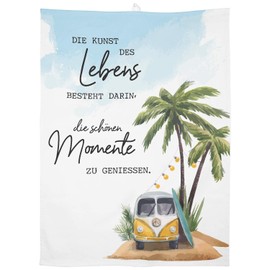 GRUSS & CO Tea Towel with "Moments" Motif | Cotton, 60 cm x 45 cm, Coloured Motif Print | Gift, Kitchen, Cooking, Barbecue, 47107