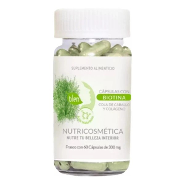 Biotina Cola Caballo Colágeno Piel Cabello Uñas 60 Capsulas Sabor