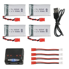 Cheerwing 4pcs 3.7V 550mAh Battery and 4-in-1 Charger for Cheerwing Syma X5SW-V3 Drone