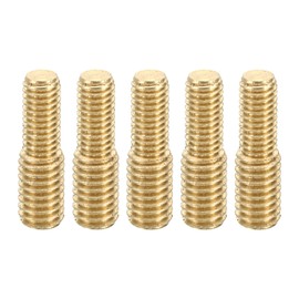PATIKIL M5x10mm to M6x10mm Double End Threaded Stud Screw Bolt, 5 Pack Brass Rod Bolts Thread Reducer Adapter for Furniture Fastener, Hardware Connector