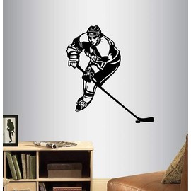Wall Vinyl Decal Home Decor Art Sticker Hockey Player Sport Boy Guy Kids Ice Rink Bedroom Room Removable Stylish Mural Unique Design
