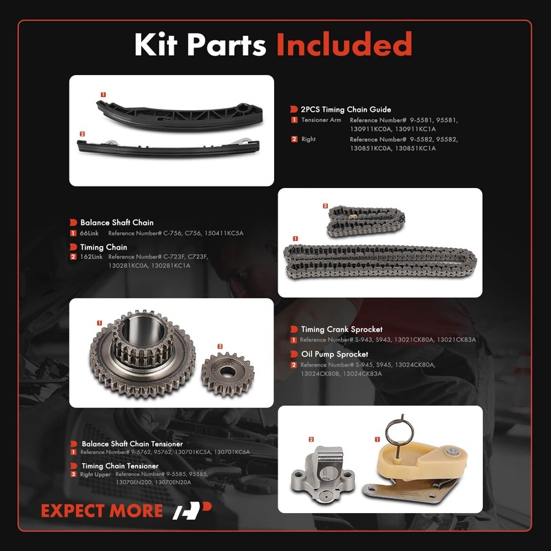 A-Premium 8PCS Engine Timing Chain Kit W/Sprocket & Tensioner &