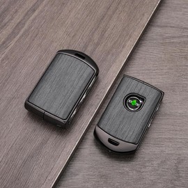 Pitruves Car Key Fob Cover for Volvo XC90, XC60, XC40, S60, S90, V90 2018 2019 2020 2021 2022 2023 2024 2025 2026，Metal Frame + Wood Grain Process，Premium Car Key Shell Cas (Grey Wood Grain)